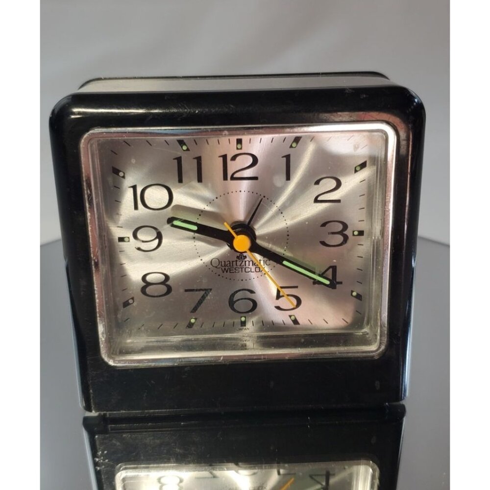 Vintage Quartzmatic Westclox Compact Desk Alarm Clock 3" Analog Square Art Deco